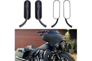 MISS MOLY 8mm 10mm Motorcycle Mini Black Sportster Mirrors Compatible with Honda Suzuki Harley Road King Street Electra Glide Road Glide Dyna Softail Rearview 1982-2018 2019 2020 (Black#1)