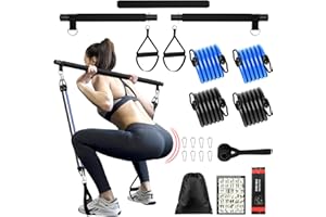 MAVILON Multifunctional Pilates Bar Kit with Adjustable Resistance Bands, Heavy-Duty Metal Buckle, Portable Home Gym Equipment for Full Body Workouts – Ideal for Women’s Pilates and Yoga Training