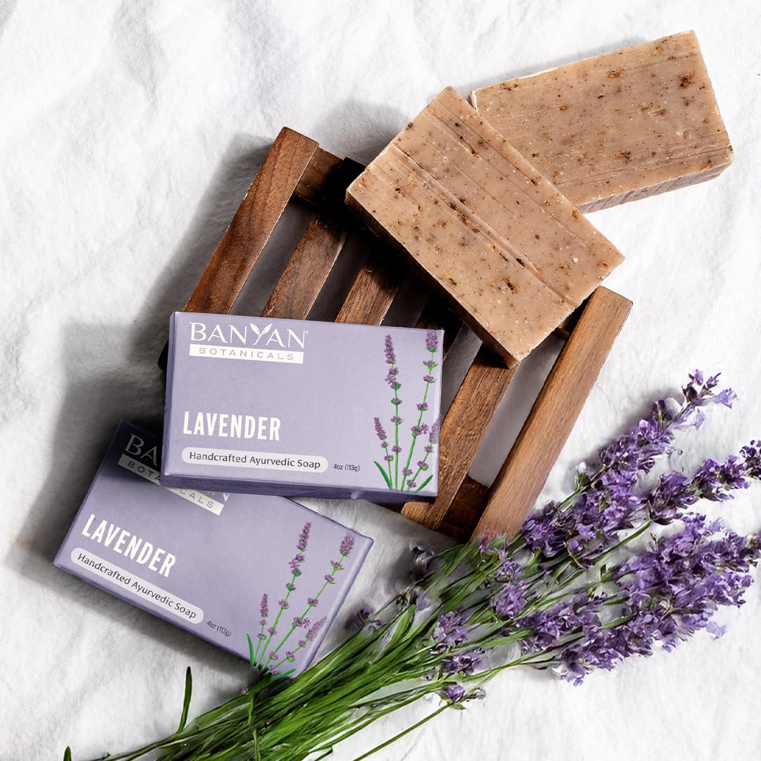 Banyan Botanicals Lavender Soap – Ayurvedic Bar Soap with Rosemary & Lavender Essential Oil – Soothing & Relaxing for a Spa-Like Experience – 4 oz Bar – Free of Sulfates, Phthalates & Parabens