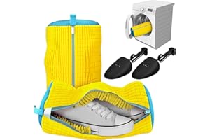 2PCS Shoe Washing Machine Bag with Pair of Shoes Tree, Durable Zipper Reusable Shoe Washing Bag with Self-Locking Zipper, Mic