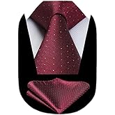 HISDERN Ties for Men Solid Houndstooth Neckties Handkerchief Formal Business Tie & Pocket Square Set Wedding Party
