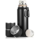 MUCR 750ml/27 OZ Coffee Thermo with 3 cups, Insulated Water Bottle, Stainless Steel Vacuum Flask Set for Hot and Cold Drinks, Gifts Box