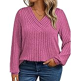 VISLILY Womens-Plus-Size-Tops Trendy V Neck Casual Long Sleeve Shirts Lightweight Knit Sweaters Cute Pullover Tunics Blouses