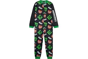 Get Trend One Piece Pajamas for Boys, Teens, Long Sleeved Fleece Jumpsuit, Zip Up Sleepwear, Loungewear PJs, Gifts for Boys