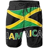 CUTEDWARF Men's Board Shorts Jamaican Flag Swim Trunks Summer Beach Shorts
