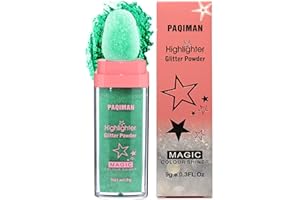JISKG Green Glitter Powder, Sparkling Neon Outfit Party Rave Festival Accessories Body and Face Highlighter Makeup. (04# Green)