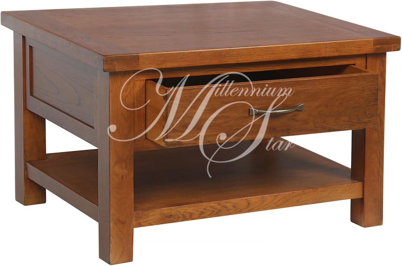 Solid Wood Chunky Dark Oak Small Coffee Table With Drawer Amazon