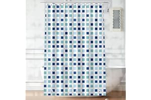Myratts Plastic Shower Liner - Premium PEVA 4G Shower Curtain Liner with Rustproof Grommets and 3 Weighted Magnets, Waterproof Shower Curtains for Bathroom (Blue-Green Square, 72" x 72")