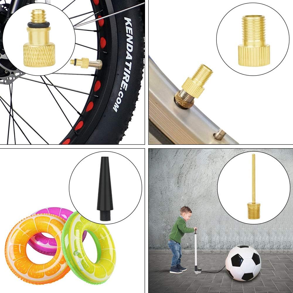 Hyacinth 16PCS Premium Brass Presta and Schrader Valve Adapter, Bike Tire Valve Adapters, Ball Pump Needle, Adapters Kit as Inflation Devices and Accessories fit for standard pump or Air Compressor : Sports & Outdoors