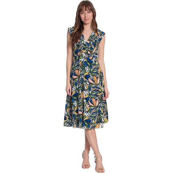 London Times Women's Dresses Sleeveless Fit and Flare Dress with Pleat  Tucks and Keyhole Detail at Neck at Amazon Women's Clothing store