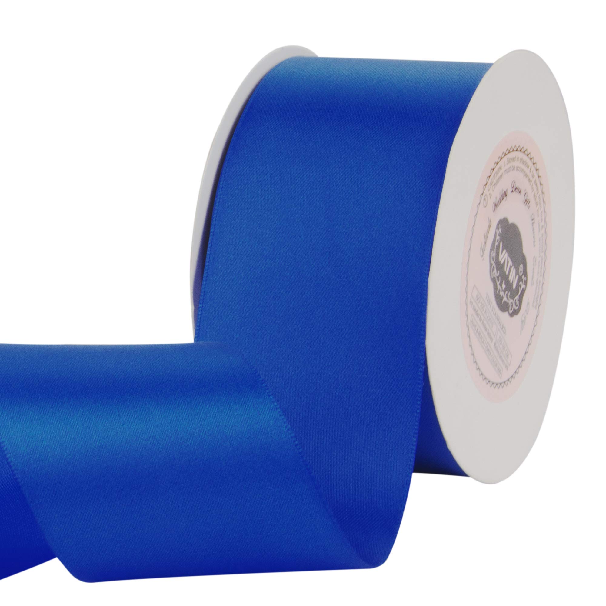 VATIN 50mm Solid Light Royal Blue Double Faced Polyester Satin Ribbon for Craft, Gift Wrapping, Hair Bow, Wedding Deco 23 Metre/Spool