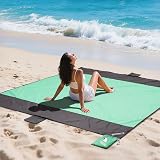 COVACURE Beach Blanket Mat 210x200cm Sandproof Waterproof with 3 Zipper Pockets