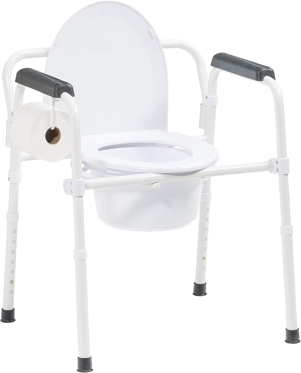 Drive Medical Steel Folding Bedside Commode, Grey, Bariatric: Health & Personal Care