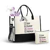 InnoBeta Anime Gifts Canvas Tote Bag, Tote Bag with Top Zipper Closure and Shoulder Strap for Birthday, Mother's Day, Christmas - Eat