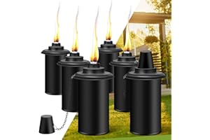 FALBAWR 6-Pack Citronella Torch Replacement Canisters,16oz Torch Refillable Canisters with Wicks - Ideal for Outdoor Parties and Garden Decor