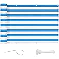 LOVE STORY Balcony Privacy Screen, 3' x10'Deck Shield Screen Fence Cover,UV Protection and Weather-Resistant,3 FT Height for Deck, Patio, Backyard, Outdoor Pool, Porch, Railing,Blue White