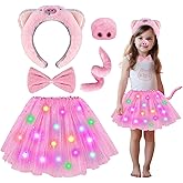 Hikkcos Pig Costume Kids Pig Ears Headband Nose Bow Tie Tail Animal Cosplay Costume Accessories for Halloween Fancy Dress Cosplay