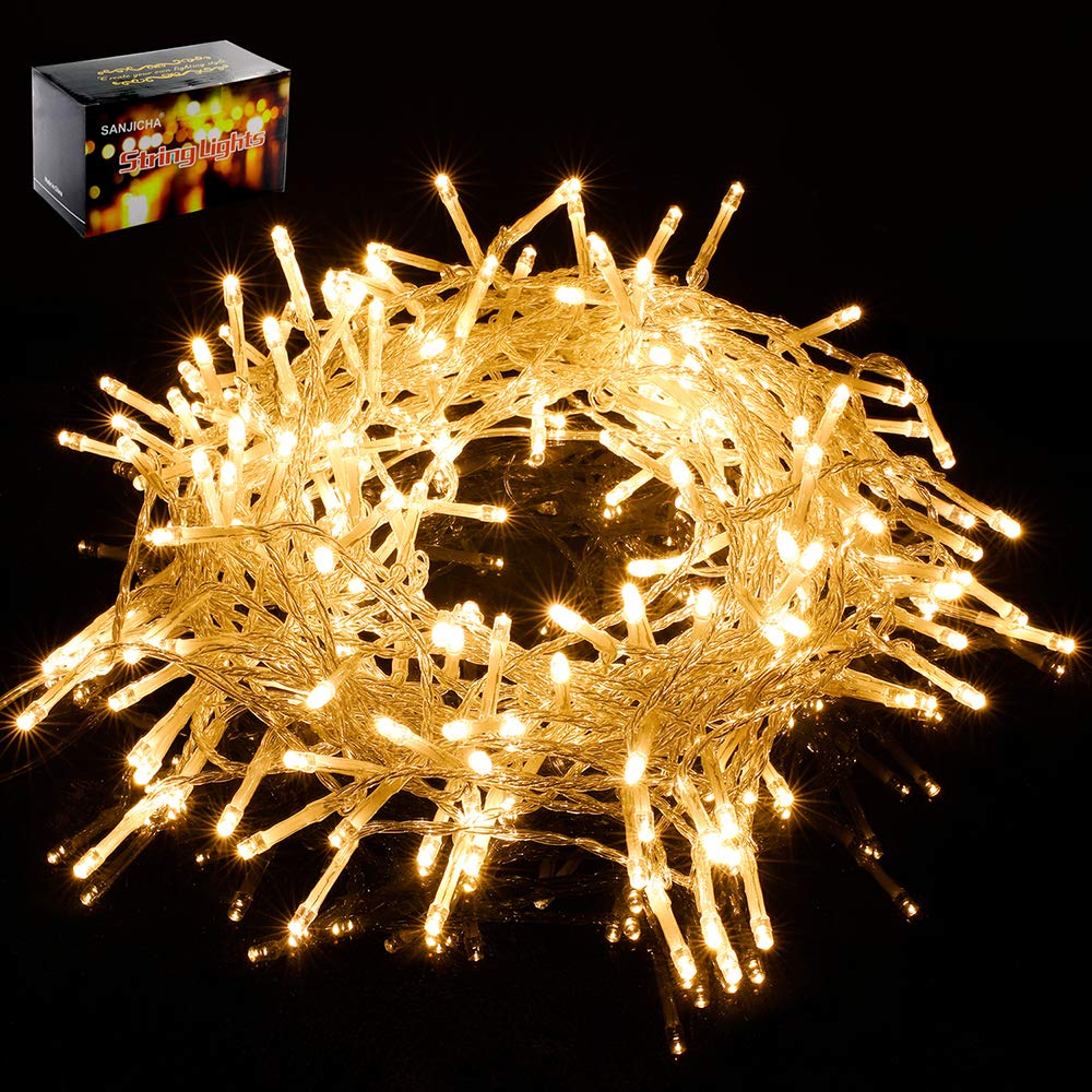Sanjicha String Lights Indoor Outdoor Safety Plug In String Lights 8 Modes Fairy Lights For Patio Wedding Garden Party Bedroom Waterproof Christmas Lights 33ft 100 Led Warm White Outdoor Light Strings Patio Lawn