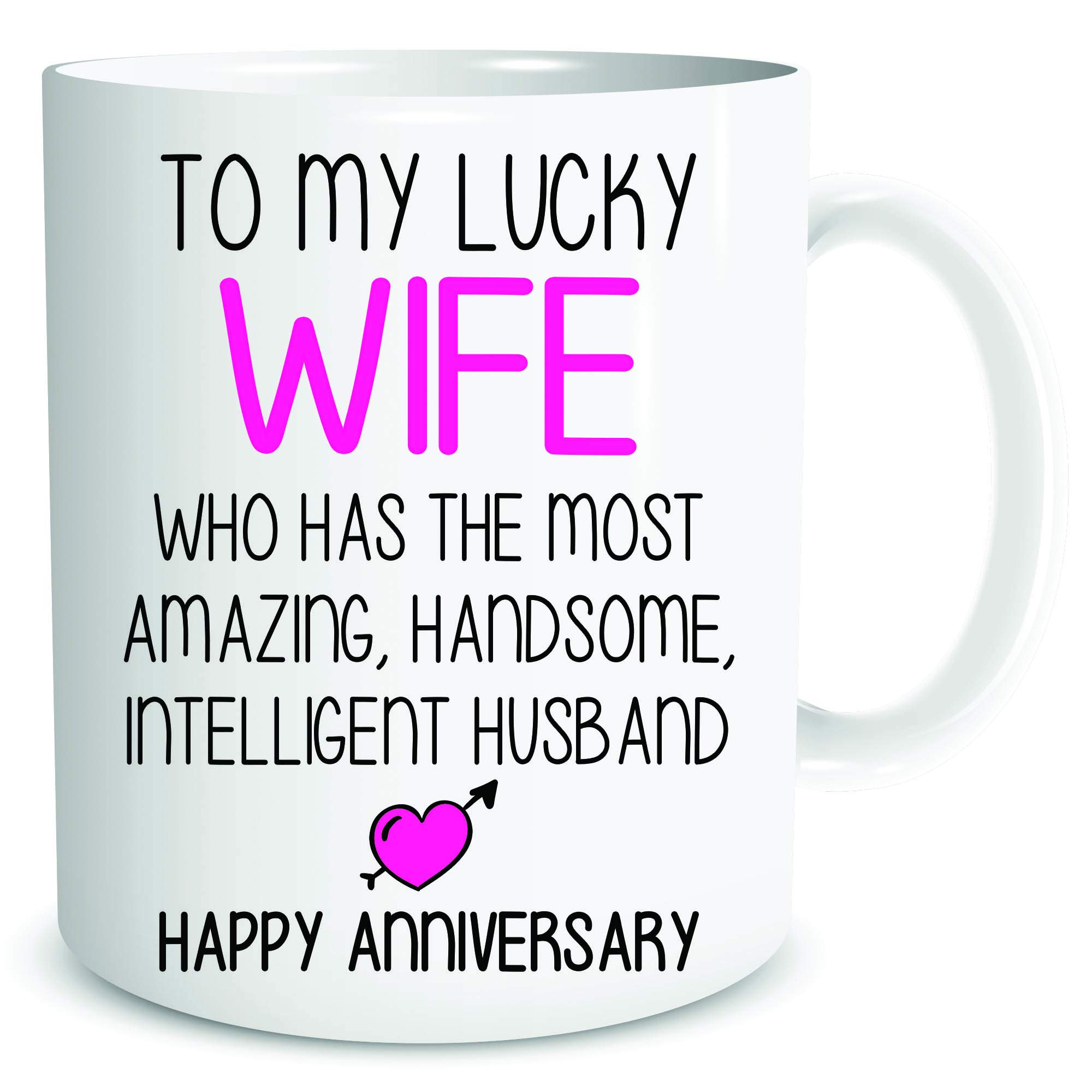Wedding Anniversary Mugs Funny Banter for Wife from Wife Coffee Mugs Gift Present Lucky Wife WSDMUG1891