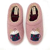 Dearfoams womens Holiday Christmas Gift Fuzzy Cozy Sherpa Novelty House Shoe Slipper