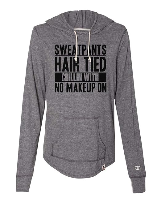 Womens Hoodies Sweat Pants Hair Tied Chillin No Makeup On Royaltee