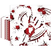 50 Pcs Halloween Napkins, Horror Bloody Handprint Spooky Party Supplies | 50 Spooky Halloween Napkins With Scary Handprint Design, Perfect For Horror Parties, Haunted Houses, And Themed Celebrations