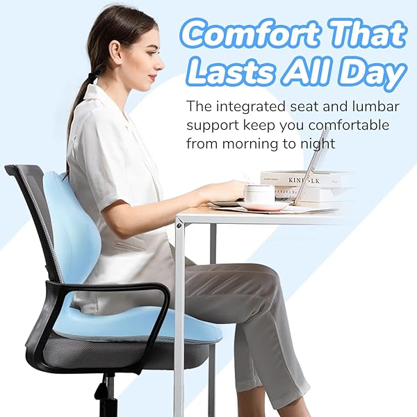 SYNNA SEAT CUSHION FOR OFFICE CHAIR AND CAR, ERGONOMIC L-SHAPE SEAT CUSHION WITH LUMBAR SUPPORT – PRESSURE RELIEF FOR BACK, HIP & TAILBONE PAIN, PERFECT FOR CAR, TRUCK & HOME