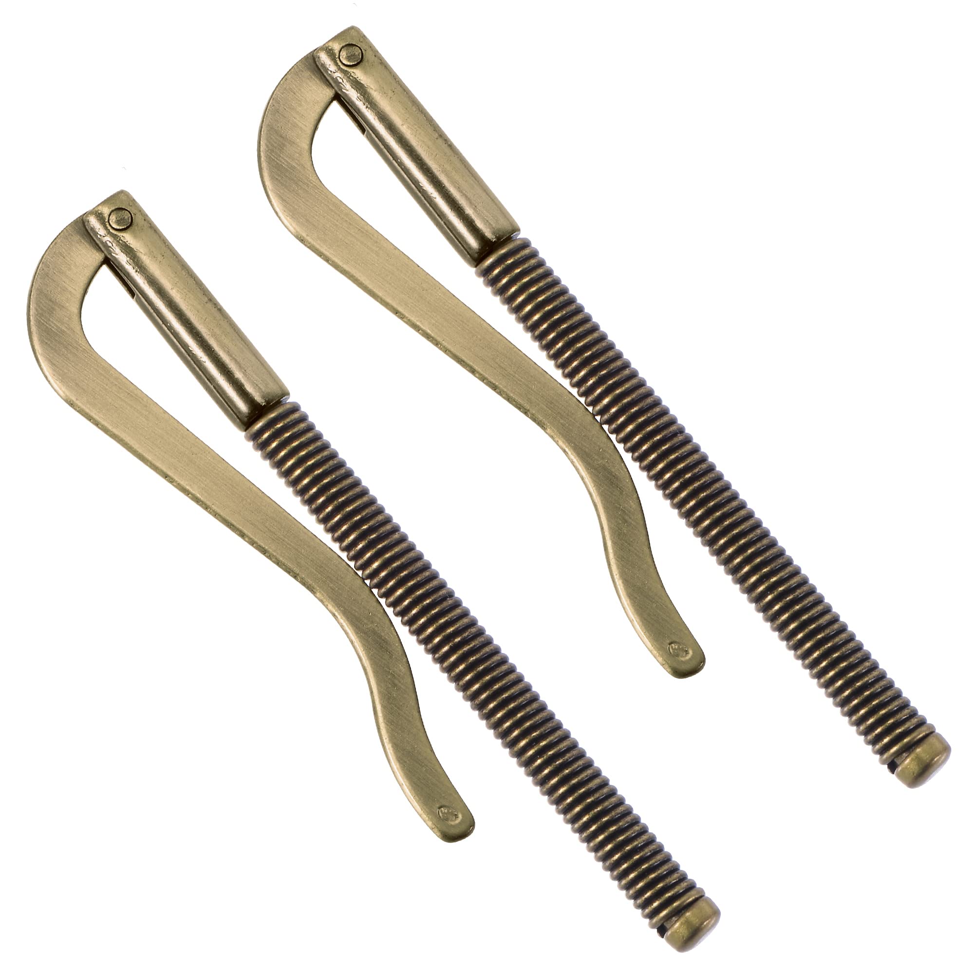 PATIKIL 80mm Spring Clip Bar, Metal Slim Open Coil Holder Clamp for Wallet Credit Card Leather Craft - 2 Pack (Brass)