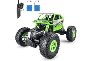 SZJJX Remote Control Car 2.4Ghz RC Cars 4WD Powerful All Terrains RC Rock Crawler Electric Radio Control Cars Off Road RC Monster Trucks Toys with 2 Batteries for Kids Boys Green Upgraded