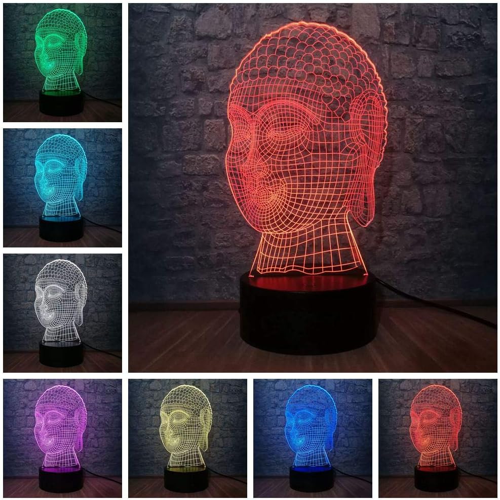 lamparas sin cables christmas gifts Lampara De Mesilla Buda 7 Luz de noche cambiante de color 3D lamparas sin cables christmas gifts Lampara De Mesilla Buda 7 Luz de noche cambiante de color 3D