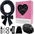 weiwei Heatless Overnight Curling Headband, 70" Non-Heat Hair Wave Wrap with 9 Soft Rollers for Long Hair (Black)