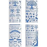 BENECREAT 4PCS 4x7 Inch Tree of Life Metal Stencils Animal Leaves Vine Stencils Templates for Wood Carving, Drawings and Wood