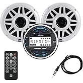 Dual Electronics MXPGH52 Marine Radio | Gauge Hole Media Receiver with Bluetooth | (2) 6.5" Marine Stereo Boat Speakers | Wireless Remote Control and Antenna Combo Pack