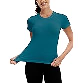 Nyvalle Workout Tops for Women Hip Length Athletic Running Gym Yoga Short Sleeve Shirts Seamless Breathable Crewneck Tees