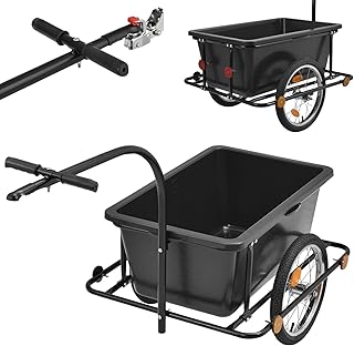 Juskys Fahrradanhänger 90 Liter - Lastenanhänger mit Kupplung &amp; Deichsel – Anhänger für Fahrrad 80 kg Zuladung – Transportanhänger mit Reflektoren