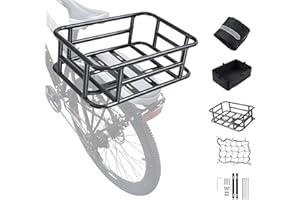 ASDJAKZP Bike Basket Rear, Large Bicycle Basket With Liner, Cargo Net, and Waterproof Cover, Heavy Duty Ebike Basket for Elec