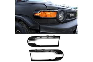 YIPMOTIV 2pcs Car Front Fog Lamp Black Cover for Toyota FJ Cruiser 2007-2021 2022, Headlight Guards Trim (Front fog light cover)
