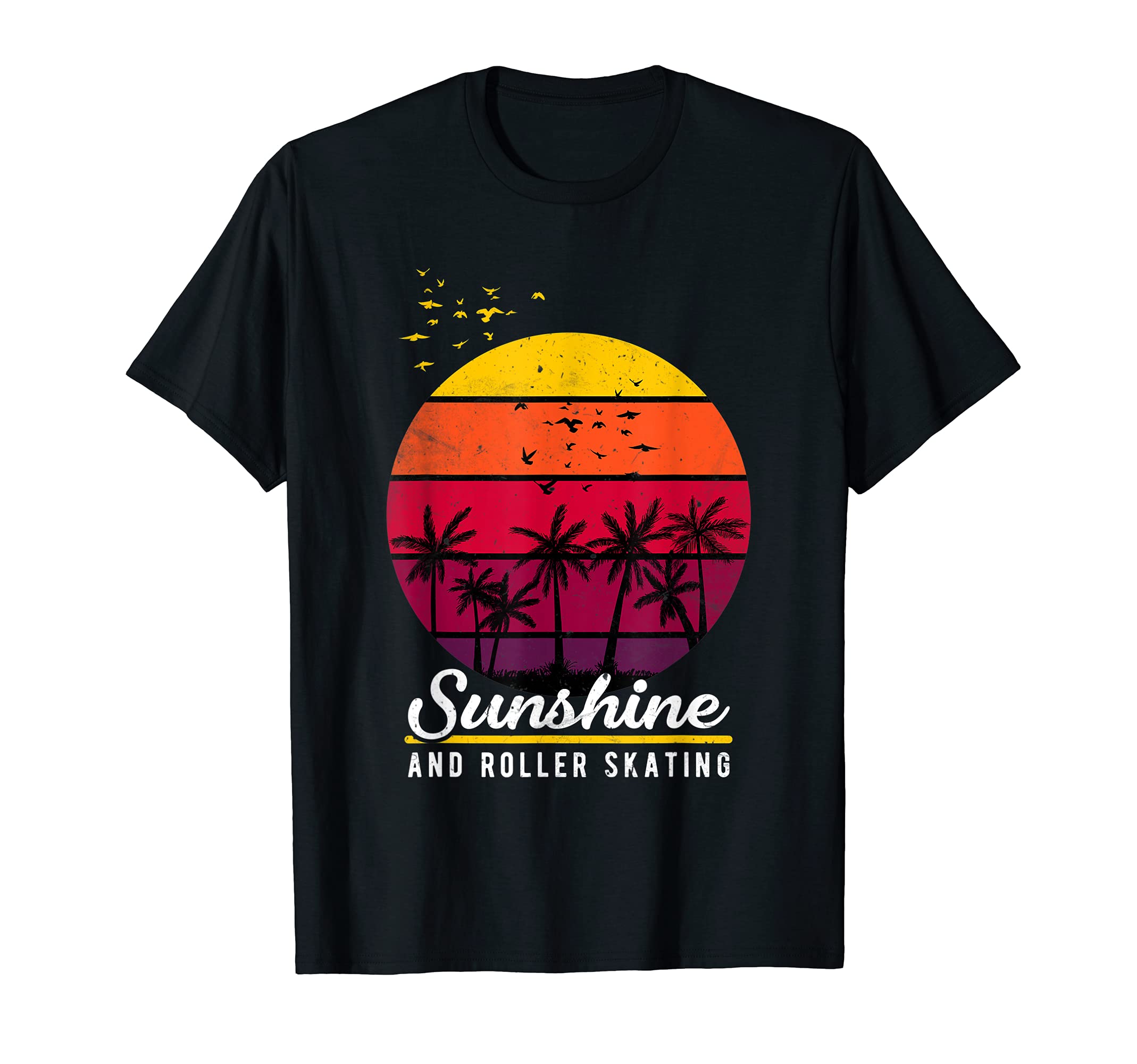 Retro Sunshine And Roller Skating Vintage Roller Skater Girl T-Shirt