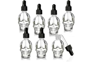 MINELEVEN 7 pcs Set 10ml Mini Skull Glass Dropper Bottle Leakproof Essential Oils Bottle for Storage and Travel (7pcs transparency skull bottle)