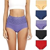 Senllori Women Cotton Underwear High Waist Panties Ladies Panty Plus Size Briefs Multipack