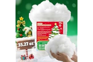 LQYOYZ Christmas Fake Snow Decor, 35.27oz Fiber Artificial Snow Cotton Snow Fluffy Indoor Decoration, Flame Resistant Snow Blankets Mantle Village, Nativity, Cotton Stuffing for Crafts, Winter Party Decor