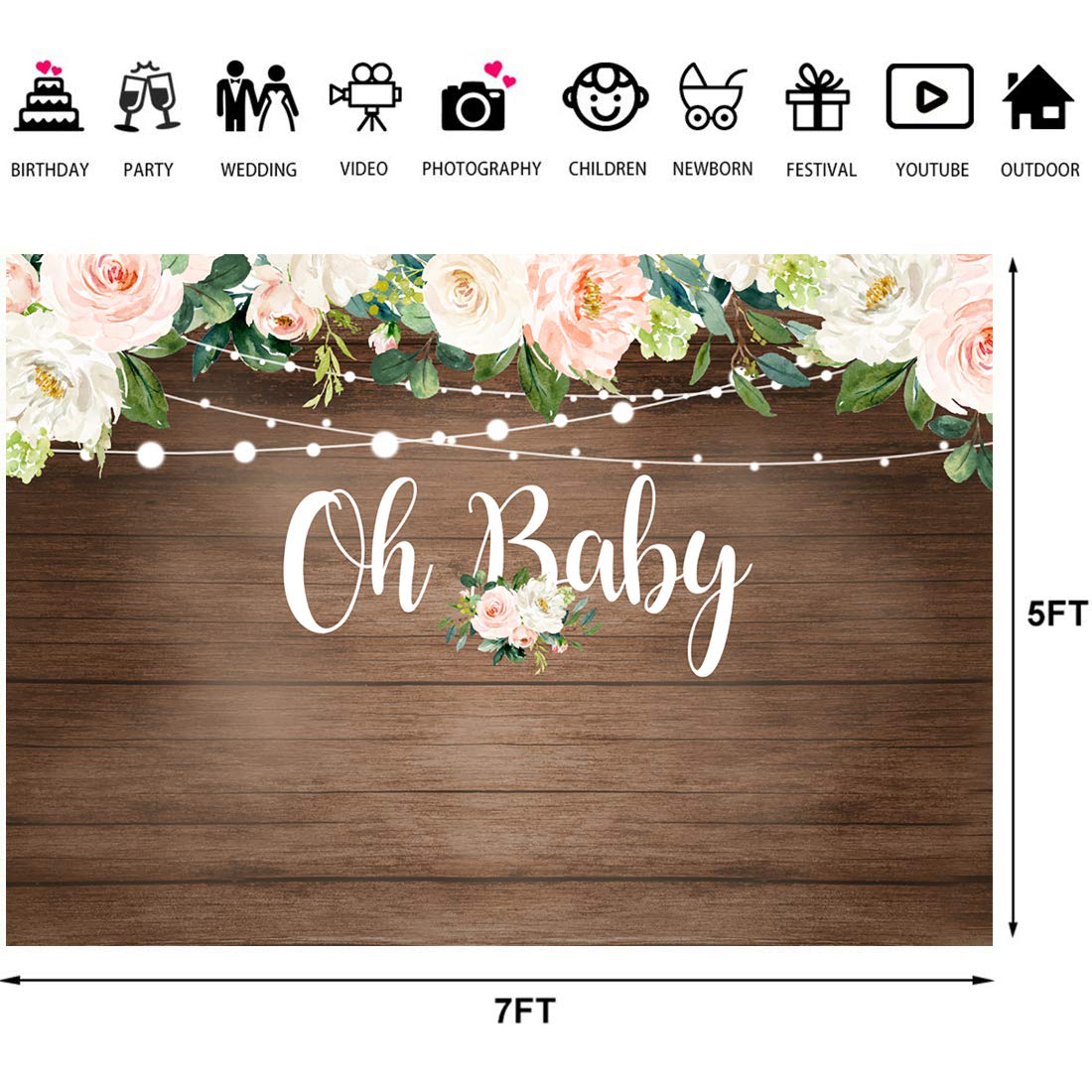 Photo Backgrounds Funnytree 7x5ft Rustic Wood Baby Shower Party