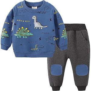 GFQLONG Toddler Boy Clothes Kids Sweatsuit Fall Winter Outfit Set for 1-6T | Dinosaur Clothes for Boys Clothing Sets,Cotton S