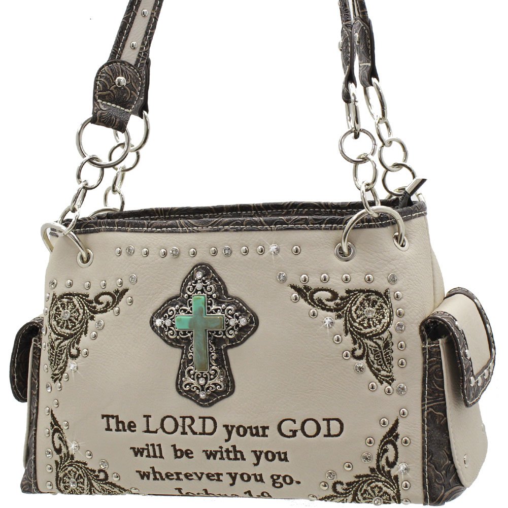 Western Bible Verse Cross Concealed Carry Handbag Bag Bone eBay