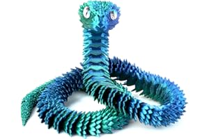 Memogizz 20 inch 3D Printed Snake, Year of The Snake 2025, Executive Desk Toys, Articulated Snake, Fidget Toys Gifts for Easter Adults (GreenBlue)