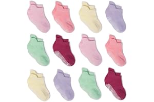 Zaples Baby Non Slip Grip Ankle Socks with Non Skid Soles for Infants Toddlers Kids Boys Girls