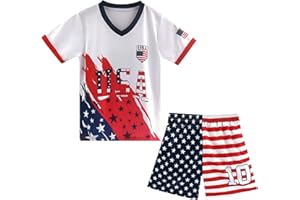 Anclecy Kids' Argentina Portugal National Team Soccer Jersey Set Number 10 7, Youth Football Shirt Shorts for Training Match