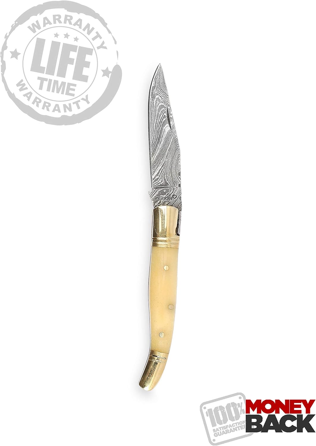 Perkin Damascus Folding knife, Unlocking Blade, Steel - Image 5