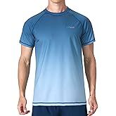 Mens Swim Shirts UPF 50+ Sun Protection Quick Dry SPF Rash Guard Outdoor Beach Fishing T Shirts
