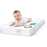 JUNYOHOA Pack and Play Mattress, Dual Sided Memory Foam 38x26x3 Inch, Dolphin Design | Pack n Play Mattress 3 Inch Thick, 4 in 1 Breathable Mini Crib Mattress, Portable Playard Playpen Mattress
